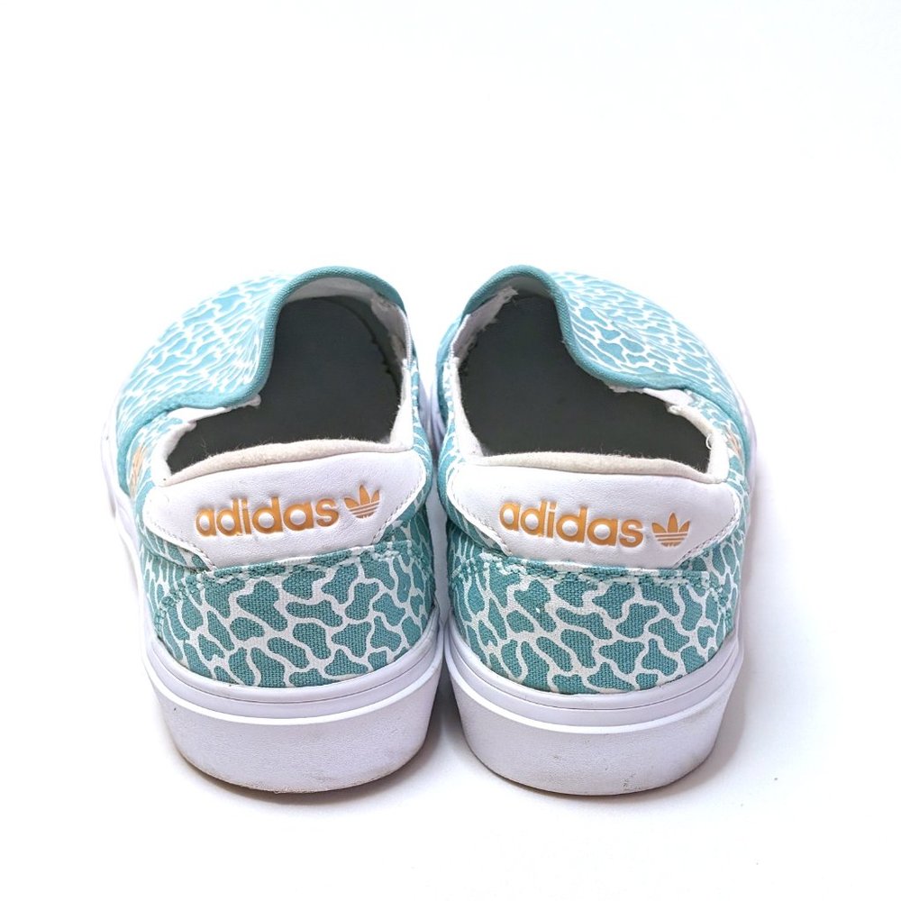 ADIDAS Court Rallye Slip-On White Aqua Teal Statement Print Shoes Men's Size 7.5 - Picture 3 of 6